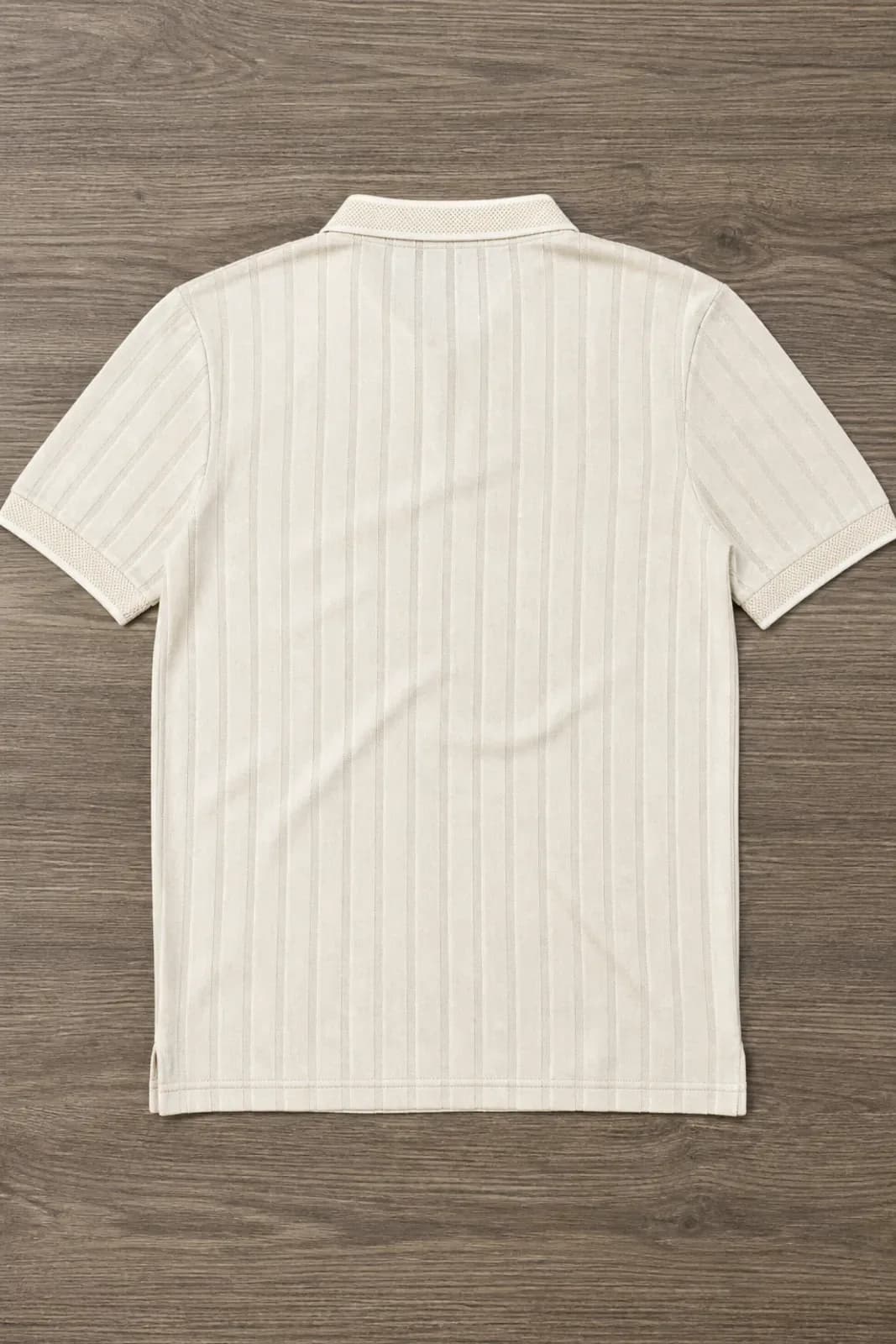 Cream Ribbed Knit Polo Shirt