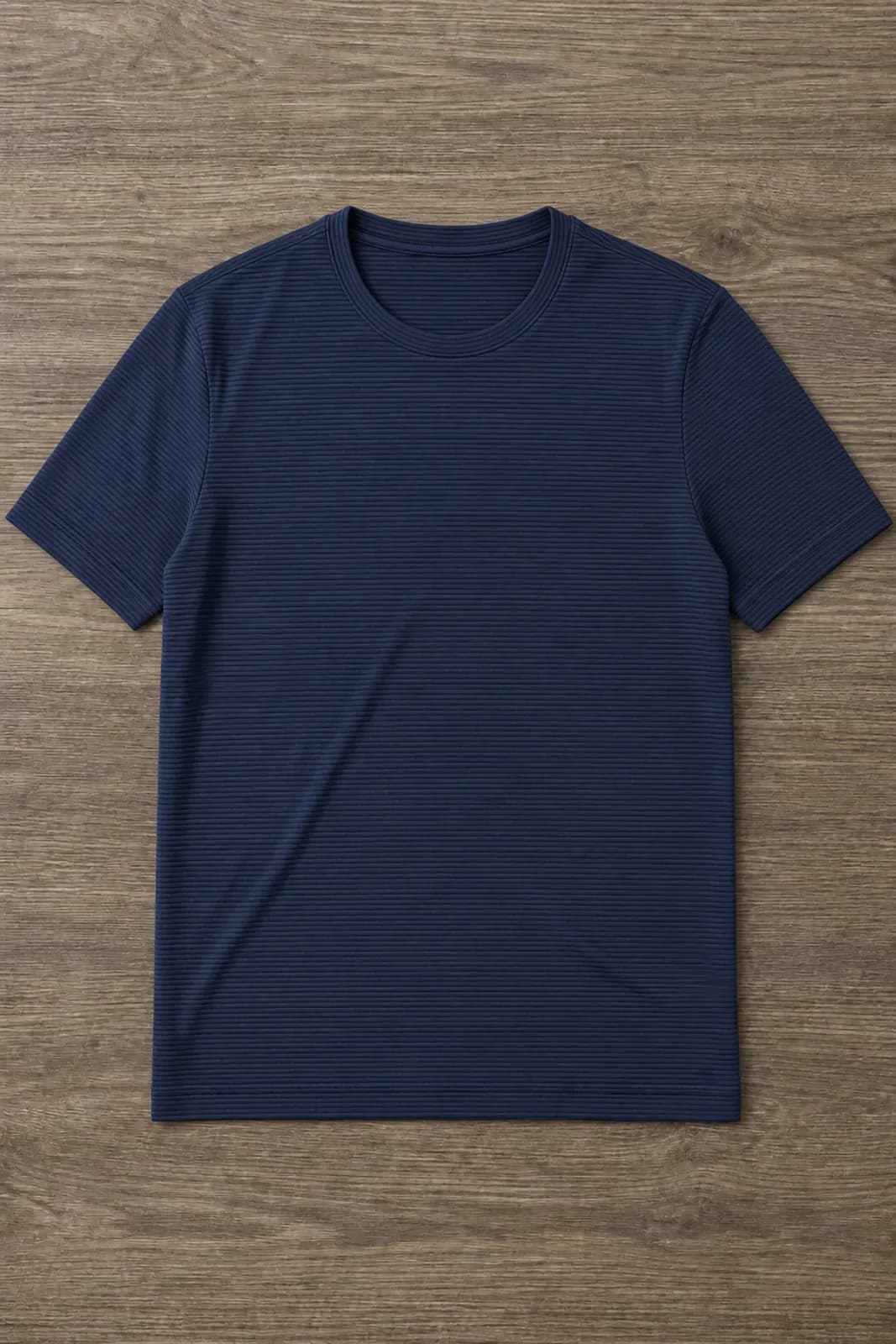 Navy Textured Crew Neck T-Shirt